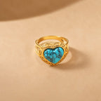 Retro Geometric Turquoise Rings