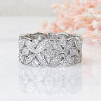 Regal Hollow Flower Wide Ring