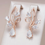 Shimmering Zircon Flower Drop Earrings