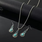 Vintage Turquoise Pendant Necklace and Earrings Set