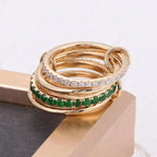 Glittering Crystals Stacked Rose Gold Ring