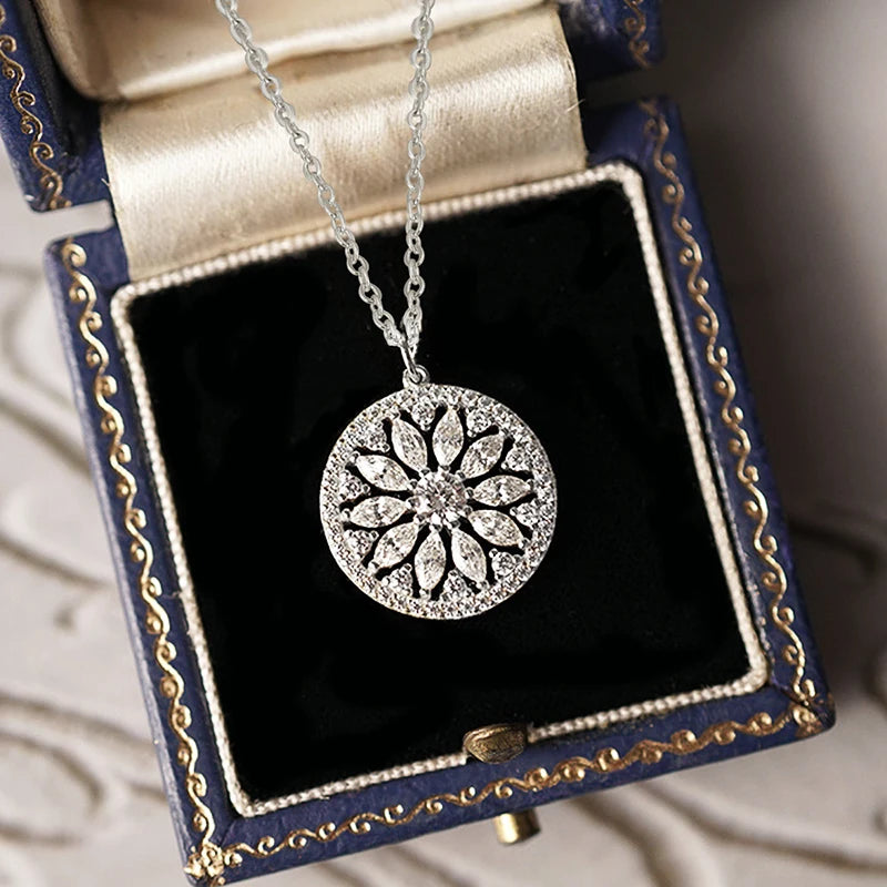 Lavish Sunflower Cubic Zirconia Necklace