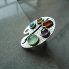 Artist Palette Multicolor Gemstone Adjustable Ring