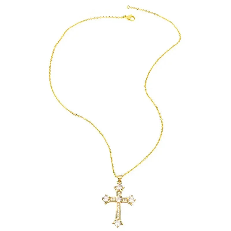 Exquisite Zirconia Cross Pendant Necklace