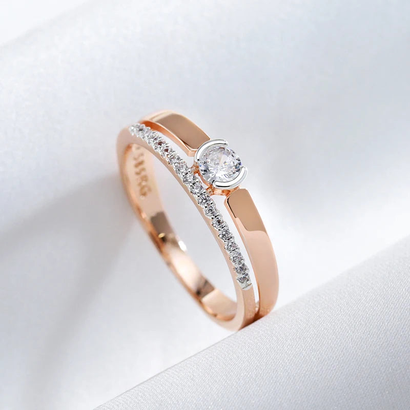 Rose Gold Two Layer Zirconia Ring