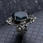 Vintage Silver Oval Blue Zirconia Ring