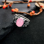 Silver Swirl Oval Stone Ring