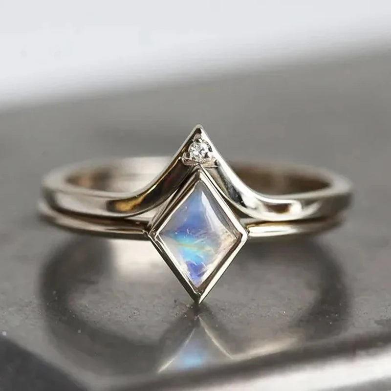 Timeless Chic Rhombic Imitation Opal Ring