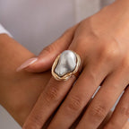 Chunky Baroque Pearl Cocktail Rings