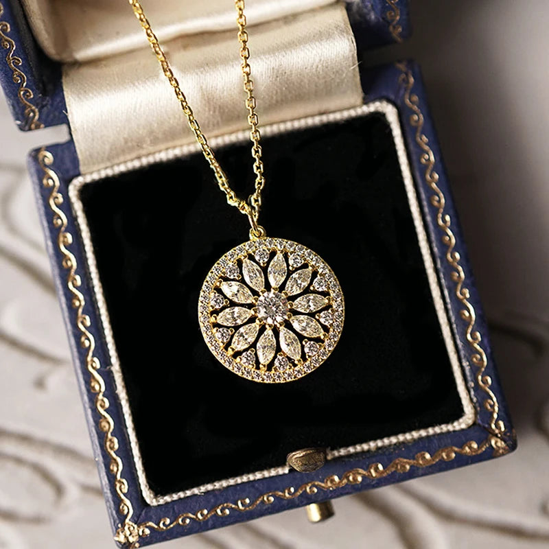 Lavish Sunflower Cubic Zirconia Necklace