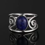 Silver Swirl Oval Stone Ring