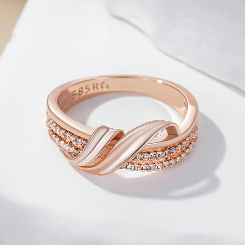 Unique Geometric Pearls Rose Gold Ring