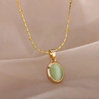 Opal Oval Colorful Gold Necklace