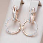 Lavish Round Drop Crystal Earrings