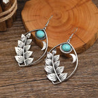 Vintage Bohemian Turquoise Leaf Earrings