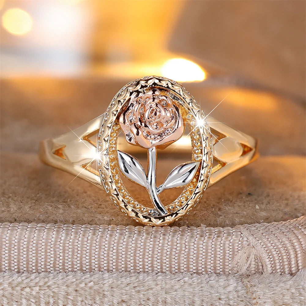 Irregular Rose Gold Flower Ring