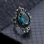 Vintage Silver Oval Blue Zirconia Ring