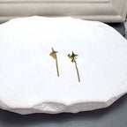 Sterling Silver Gold Star Chain Earrings