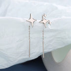 Sterling Silver Gold Star Chain Earrings