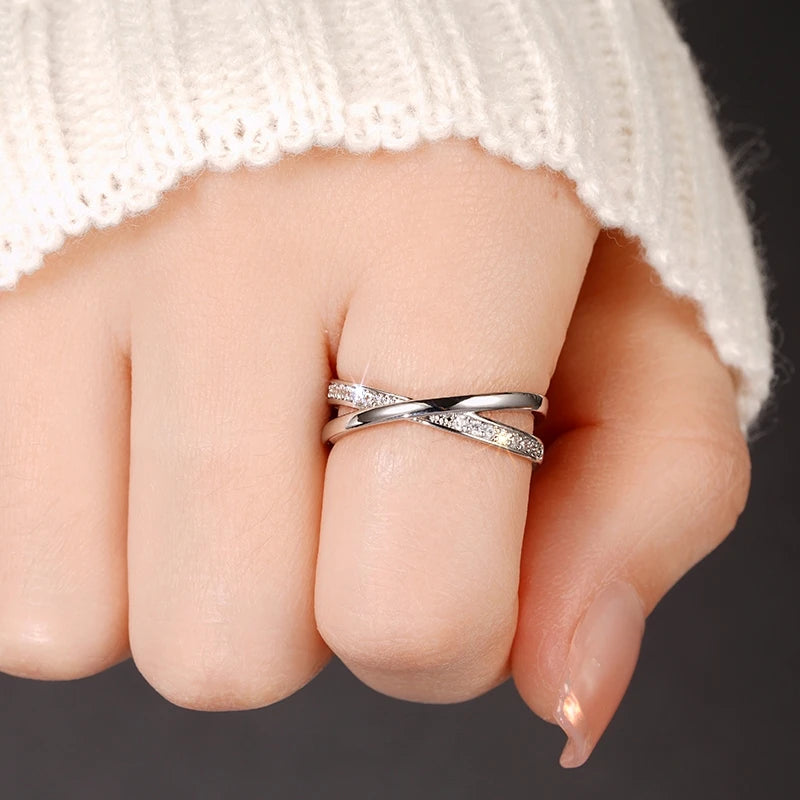 Elite Silver Cross Zirconia Ring