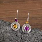 Artistic Silver Two Tone Gemstone Drops