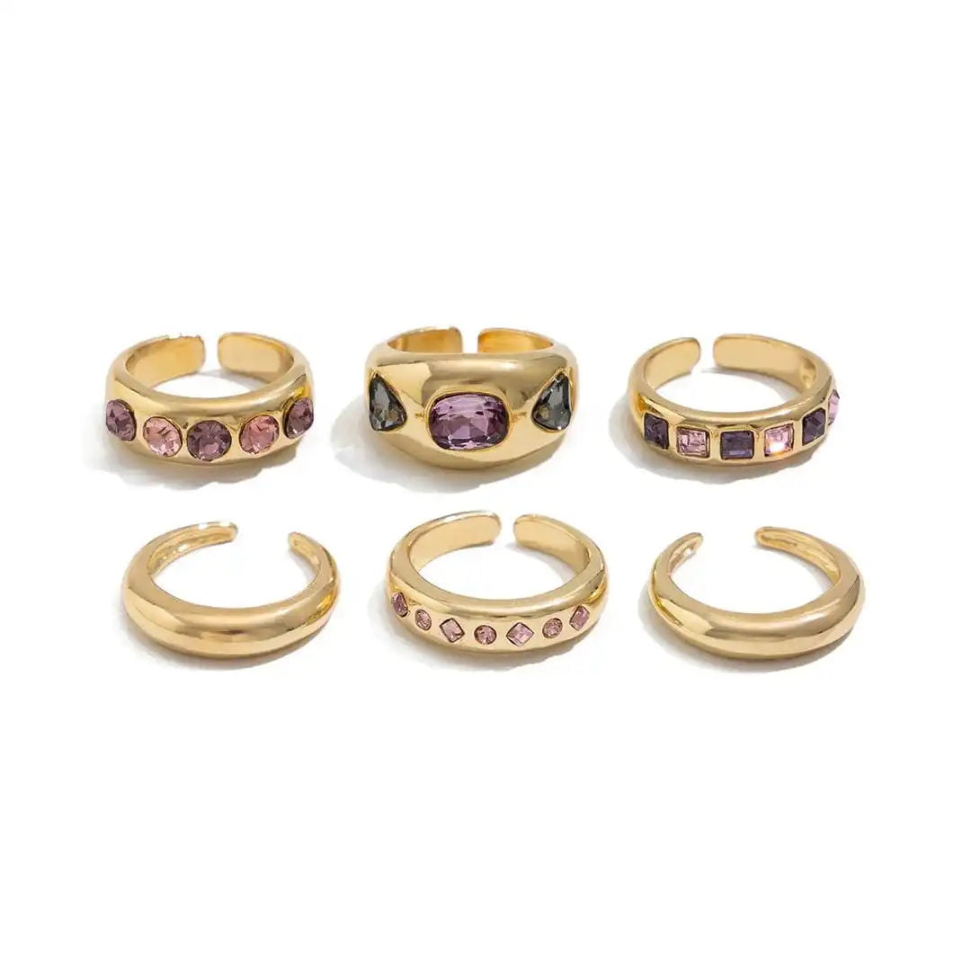Chunky Pink Crystal Stacking Rings