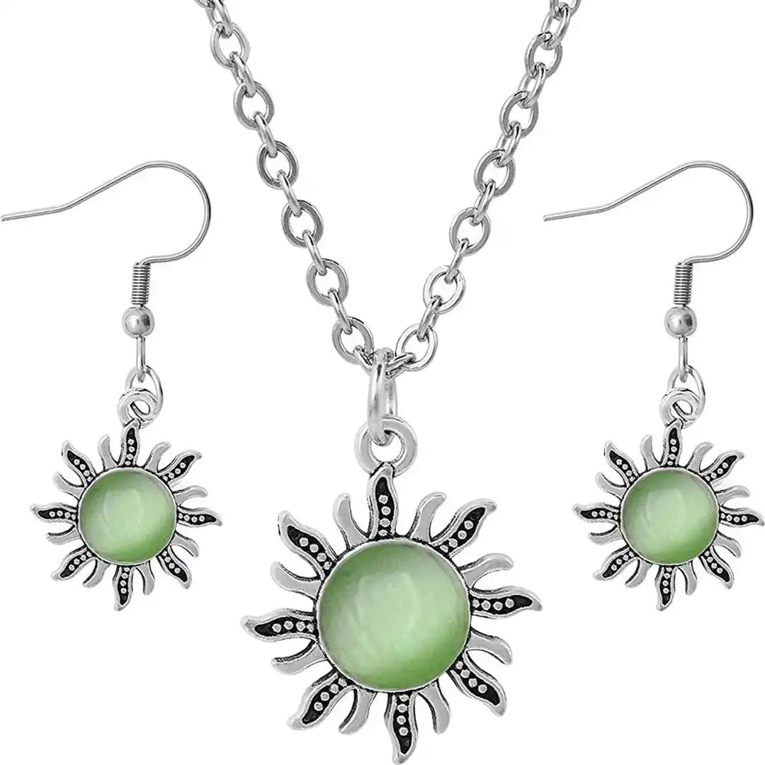 Sunburst Cat Eye Necklace Set