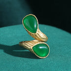Sculpted Droplet Knot Gold Ring