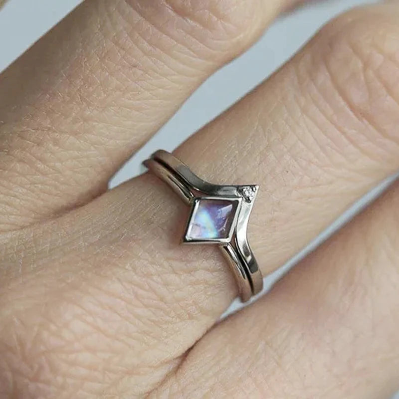 Timeless Chic Rhombic Imitation Opal Ring