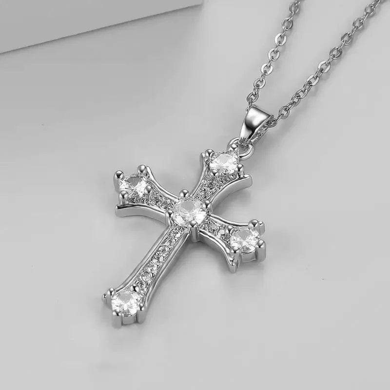 Exquisite Zirconia Cross Pendant Necklace