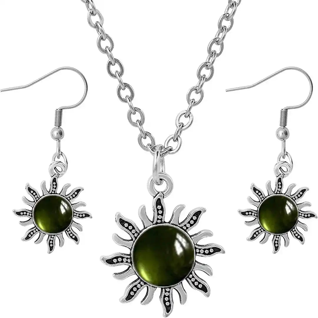 Sunburst Cat Eye Necklace Set
