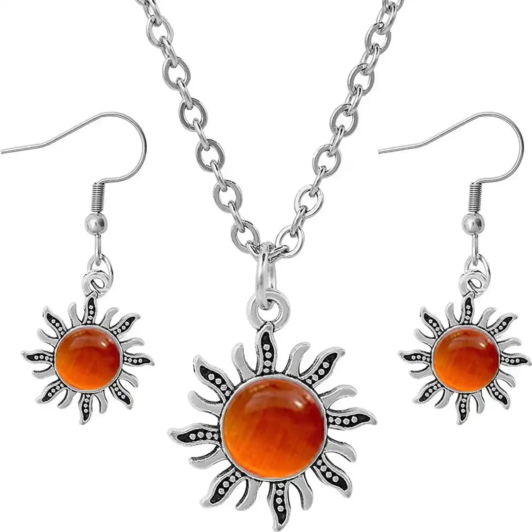 Sunburst Cat Eye Necklace Set