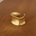 Vintage Gold and Silver Adjustable Wide Flat Ring