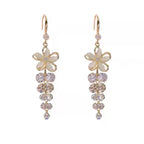 Floral Crystal Tassel Drop Earrings