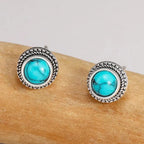 Vintage Bohemian Imitation Turquoise Stud Earrings