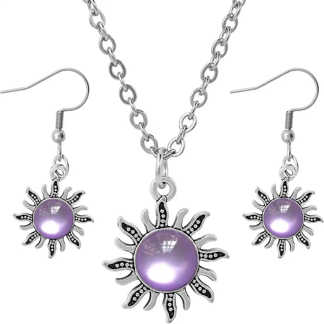 Sunburst Cat Eye Necklace Set
