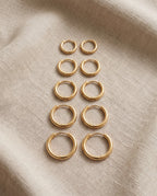 Set of 5 Pairs Thick Gold or Silver Hoops
