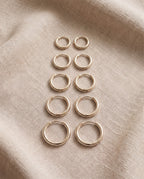 Set of 5 Pairs Thick Gold or Silver Hoops
