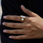 Geometric Baguette Duo Open Ring