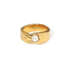 Molten Gold Pearl Band Ring