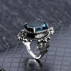 Vintage Silver Oval Blue Zirconia Ring