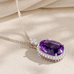 Solitaire Halo Pendant Necklace