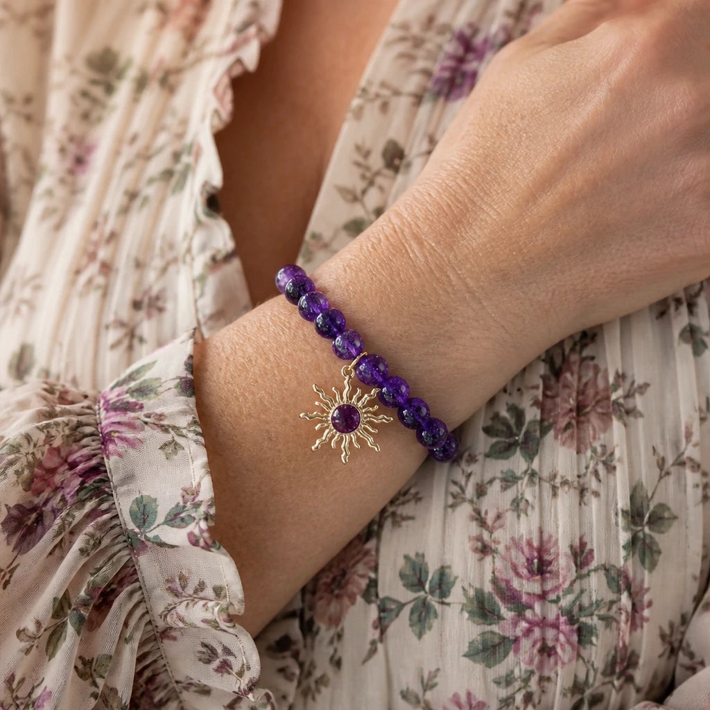 Sunburst Bead Amethyst Bracelet