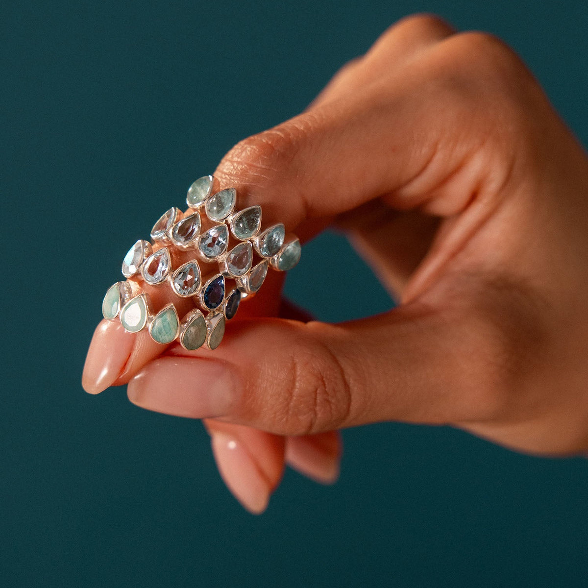 Aquamarine Teardrops Ring