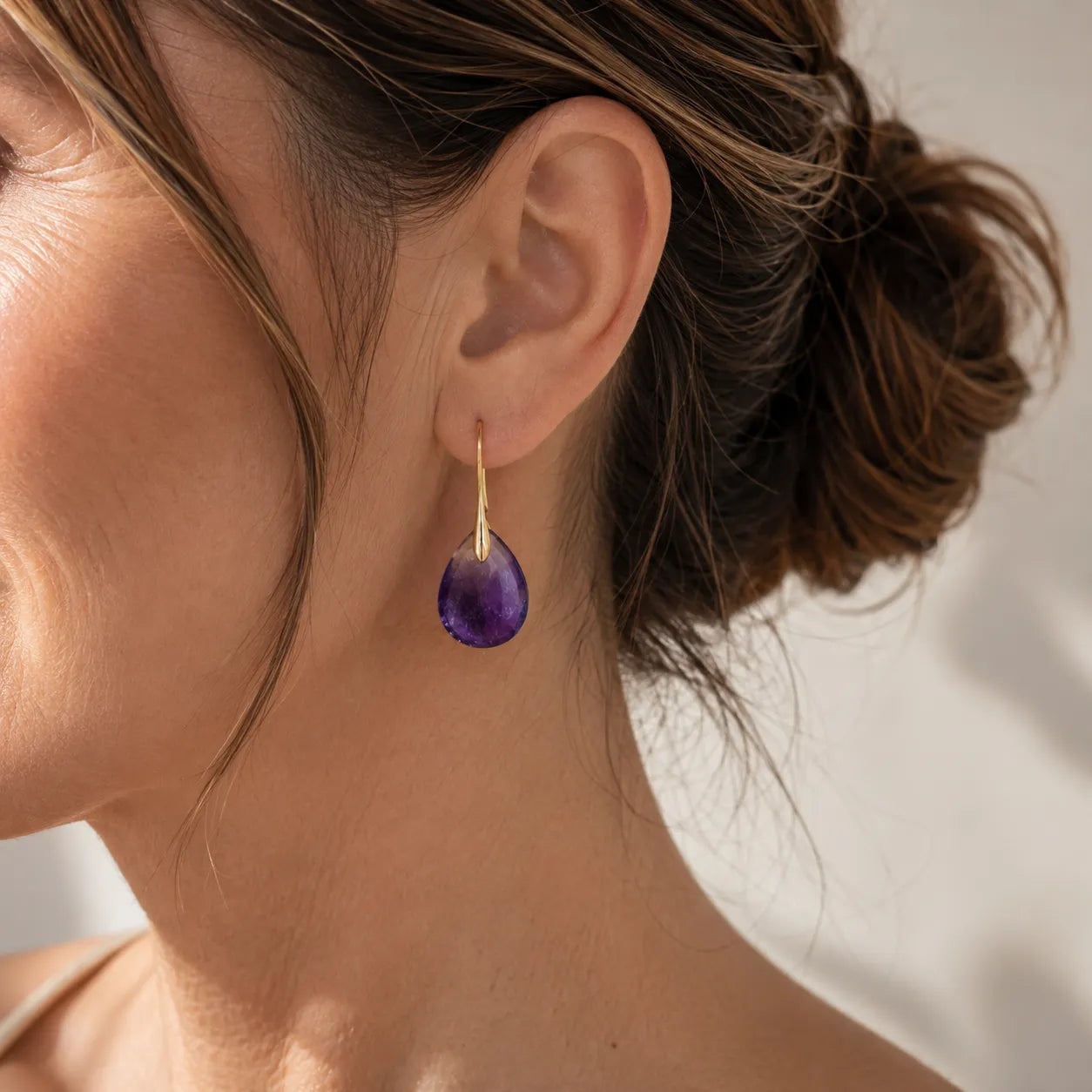 Timeless Teardrop Charm Amethyst Earrings