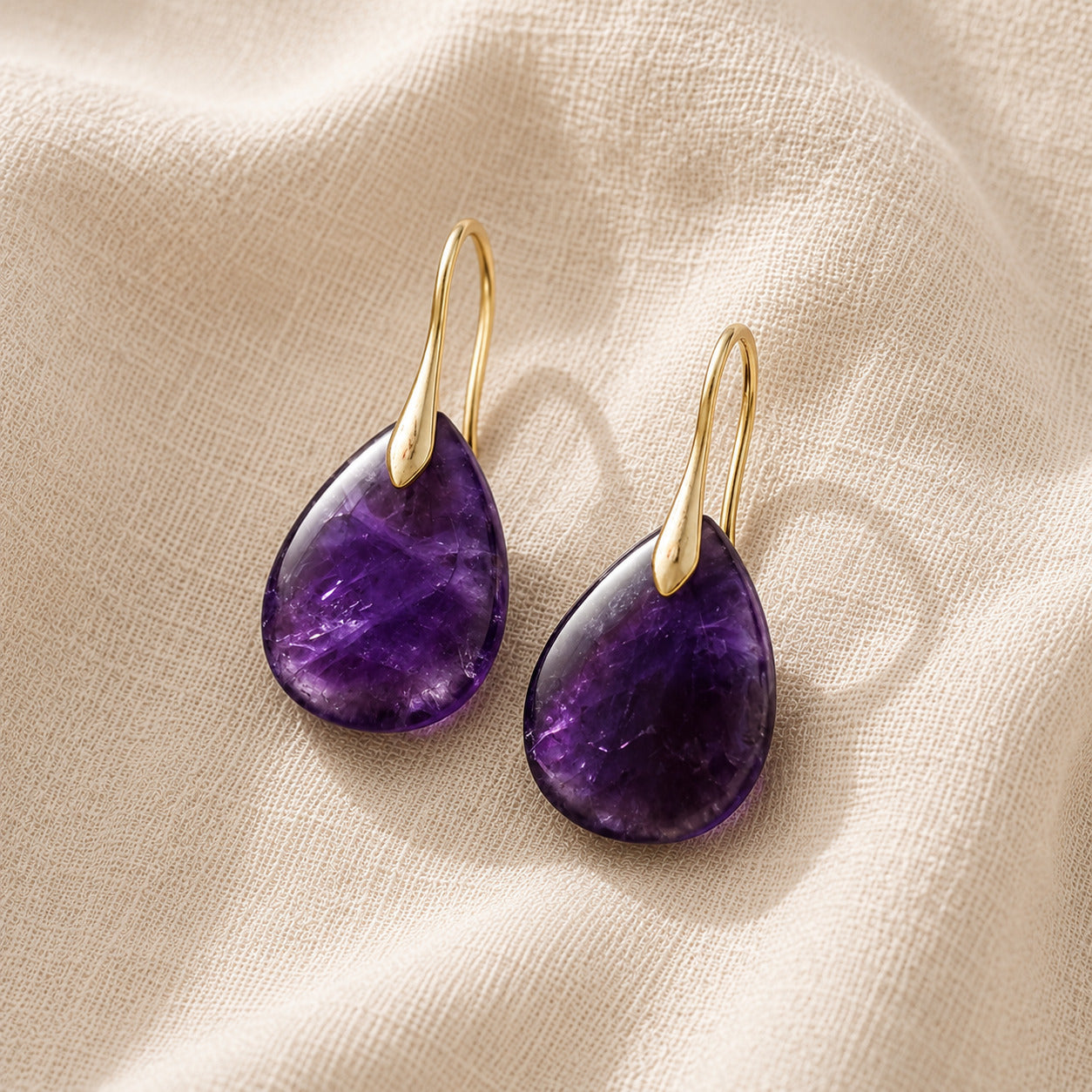 Timeless Teardrop Charm Amethyst Earrings