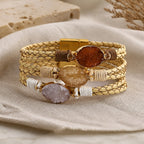 Triple Stone Multilayer Braided Bracelet