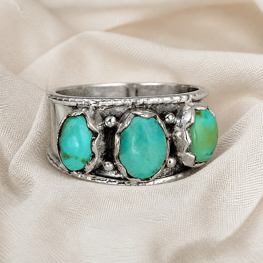 Turquoise Band Silver Ring