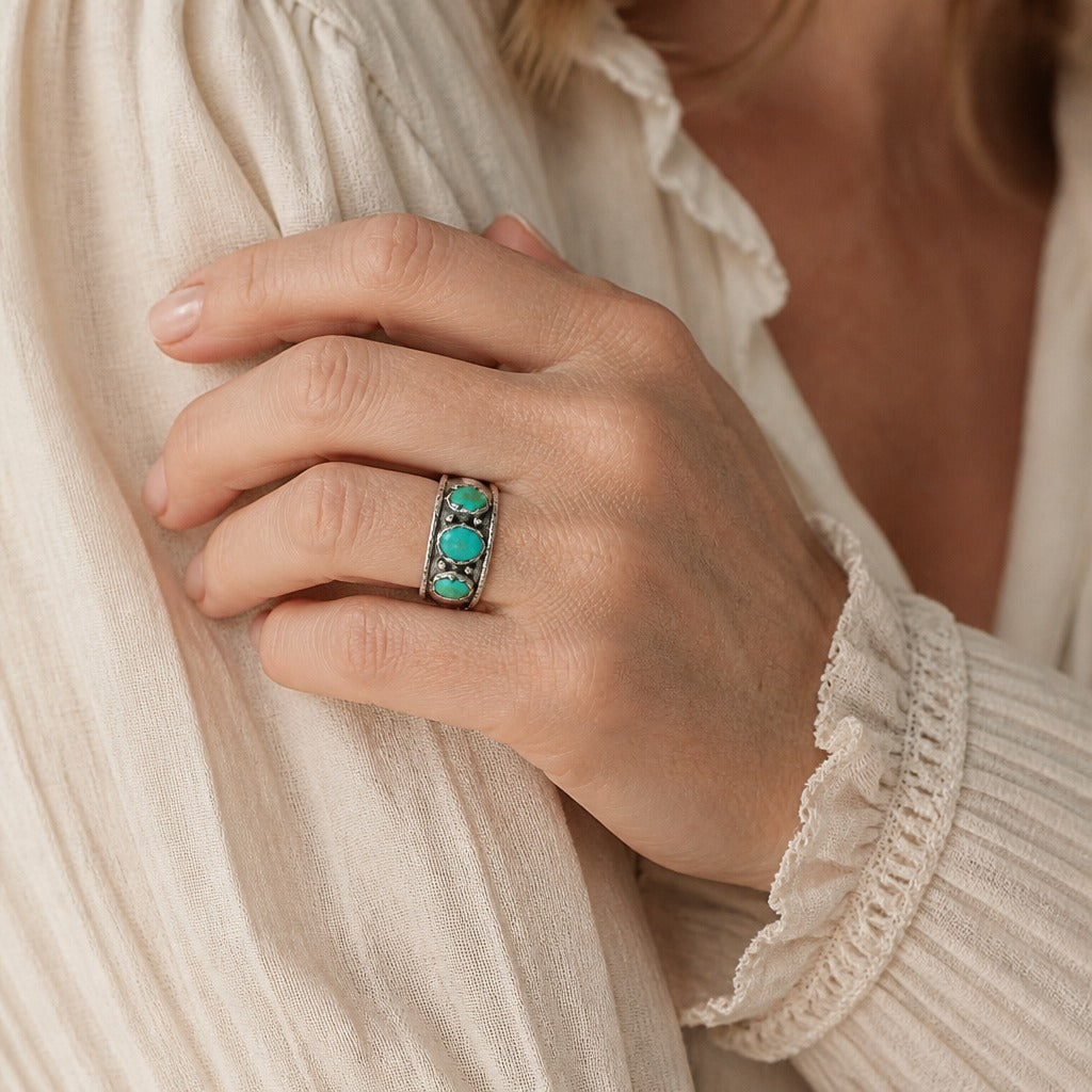 Turquoise Band Silver Ring