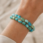 Turquoise Stone Woven Gold Bracelet